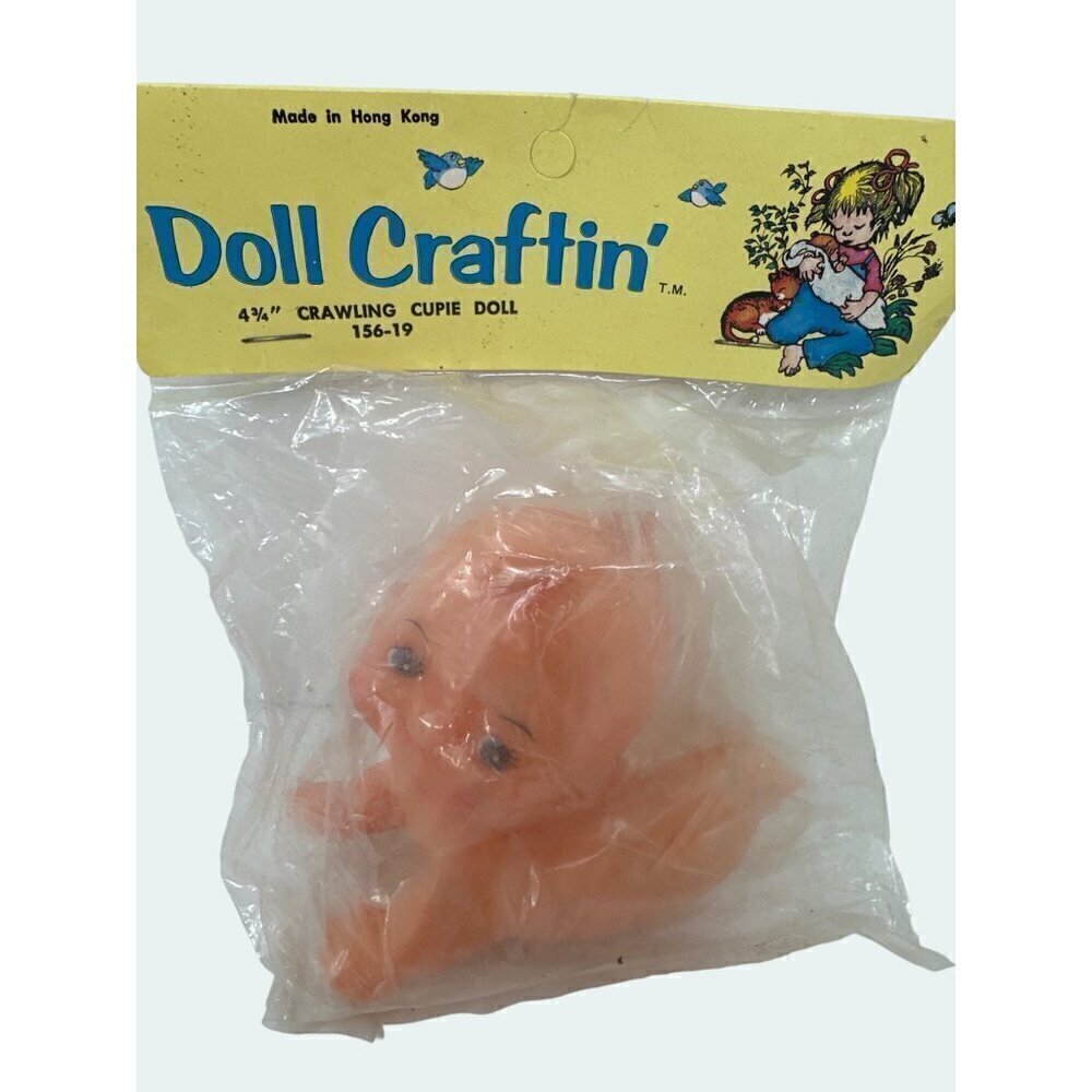 Vintage Kewpie Doll Crawling Rubber Vinyl Naked Baby Shower Cake Topper 4.75 in